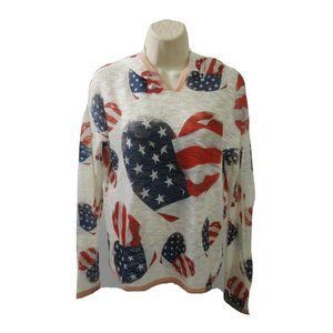 Vintage Enti Glamour Hoodie Size Small Stars & Stripes Hearts Long Sleeve USA